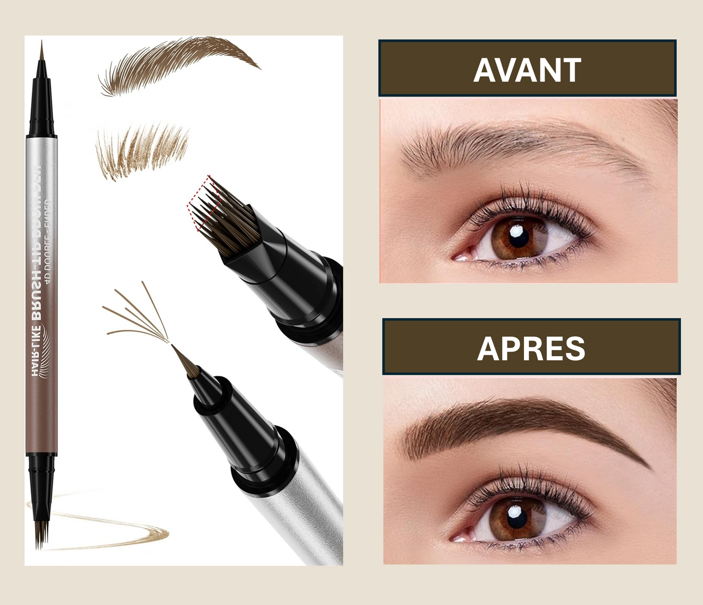 Crayon sourcils 4D - 2 en 1 - Monama™